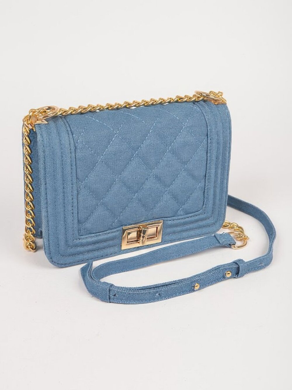 Quilted Denim Crossbody Bag